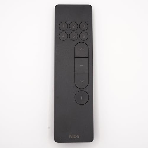 Wandfernbedienung für Rollläden, Jalousien, Tore Nice DOMI P6 - 6-K - kompatibel mit 433,92 MHz O-Code und PLN2+ - weiß oder schwarz - Yubii Home kompatibel + 1 DOMOBIP Schlüsselanhänger (schwarz)