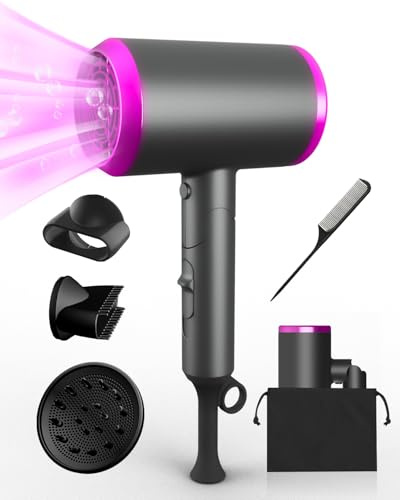 Haartrockner mit Diffusor, 1800W Ionen Föhn, 3 Heizstufen, Kaltluft-Taste, Reisehaartrockner, Extrem Klein & Klappbar, Schnelltrocknend, Leicht, Leise, Haarpflege Styling Tool für Zuhause, Reise