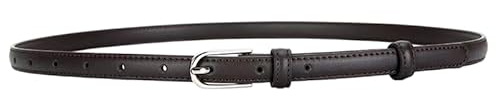 GIMIRO Damen Ledergürtel 1,5cm breiter Rindsledergürtel dünner Gürtel für Kleider, Jeans, Jacken (Coffee, 100cm)