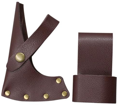 Leder Axtkopfschutzhülle Weihnachten Mottoparty für Camping und Bushcraft | Rivierter Verschluss, Dickes Leder, Kaffeefarbene Optik, Handle Cover, für Sichere Mitnahme und Schutz