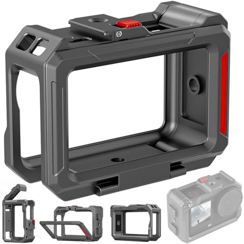 Honbobo Metall Käfig Rahmen für DJI Osmo Action 6, Magnetische Schnellverschluss Kamera Käfig Schutzrahmen Horizontal Vertikal Erweiterung Halterung Zubehör für DJI Osmo Action 6