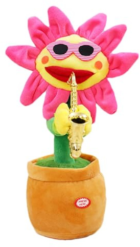 Genérico Juguete – Flor Parlante Danza | Decoración De Maceta De Peluche Suave | Regalo Divertido Y Musical Cantando (para 18 Meses Y Más, Navidad, Peluche De Estimulación De