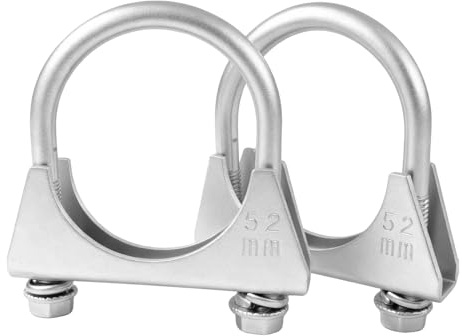 Exhaust Clamp & Pipe Clamp, 2Pcs 52mm Heavy Duty Galvanized U-Bolt with M8 Thread, for Exhaust System Repair