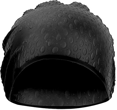 Silicone Swimming Cap for Adults | Water Shedding Design with Ear Protection | Long Hair Swim Cap for Women/Men/Lap Swimming | Flexible Comfort Fit, Absent (Schwarz)