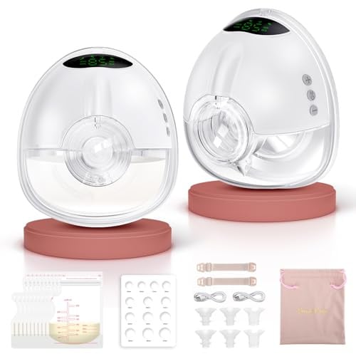 Lulia Milchpumpe Elektrisch LU05, Elektrische Milchpump Handsfree 4 Modi & 9 Stufen, 350mmHg Starke Absaugung, Komfortabler & Tragbare, BPA-Free, mit 17/19/21/24 mm Flansch(Perlenweiß-2 Stück)