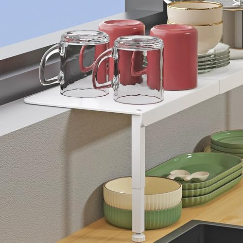 Vibeo Prolunga per Davanzale Piastra di Estensione per Davanzale con Gambe Regolabili, Vassoio di Estensione per Finestra Senza Foratura, Estensione per Balcone per Piante(L 26-46 cm,H 7.5-11 cm)