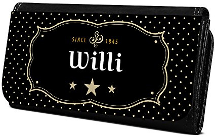 Geldbörse mit Namen Willi - Design Retro Wappen - Brieftasche, Geldbeutel, Portemonnaie, personalisiert für Damen und Herren