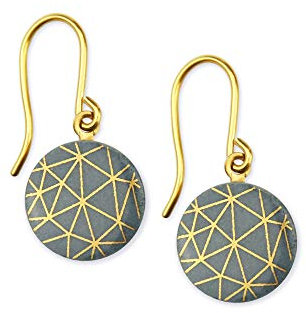 lille mus Porzellan-Ohrhänger GEO - Grau/Gold