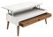 HOGAR24 ES - Alice - Mesa Centro Elevable Cajón Deslizante Madera Maciza Color Blanco y Encerado, Pata Cónica