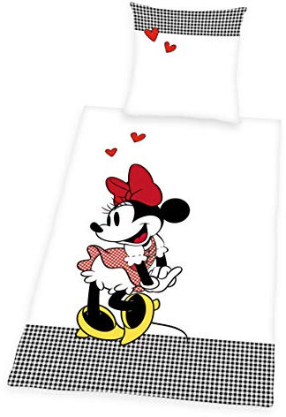 Herding Bettwäsche- Set Disney's Minnie Mouse, Kopfkissenbezug 80x80cm, Bettbezug 135x200cm, Renforcé, mit Qualitäts- Reißverschluss