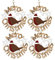 by Robelli Shabby Chic Wooden Christmas Tree Hanging Pendant Baubles Decorations (4 x 14cm Xmas Robin Wreath)