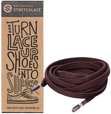 THE ORIGINAL STRETCHLACE | Elastic Shoe Laces | As Seen on Shark Tank | Flat Stretch Shoelaces 47 Inches (119 cm), Brown