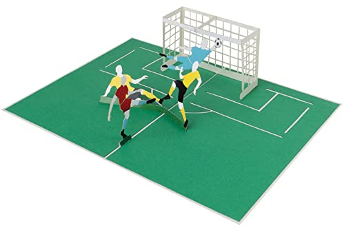 Sweetpopup® 3D Pop Up Karte Fußball - Geburtstagskarte Glückwunschkarte Geschenkkarte | Geburtstag Bundesliga Fußballfans | Premium Metallic-Papier | Klappkarte Fußballspieler &Tor, 166