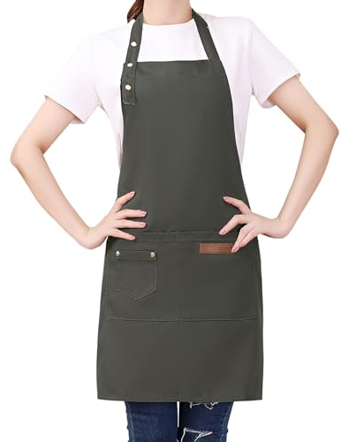 Watwass Delantal Camarero Hombre Hotel Restaurante Delantal Camarera Cafetería Panadería Ajustables 74 * 68 cm