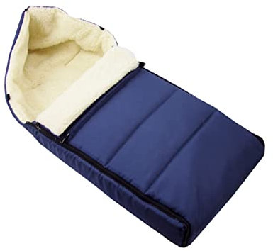 BAMBINIWELT universaler Winterfußsack (90cm), auch geeignet für Babyschale, Kinderwagen, Buggy, aus Wolle UNI liniert (marine)