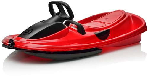 Gizmo Riders Snow Sled for Kids and Adults – Lightweight Toboggan with Steering Wheel, Anti-Slip Seat, Pull Up Brake, Durable Plastic Design, Easy to Control, Ages 3+, Up to 260 lbs.