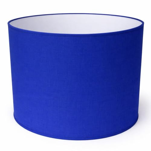 Zylinder Lampenschirm Baumwolle Stoff handgefertigt für Deckenleuchte, Tischleuchte, Stehlampe (Blau, 40 cm Durchmesser 30 cm Höhe)