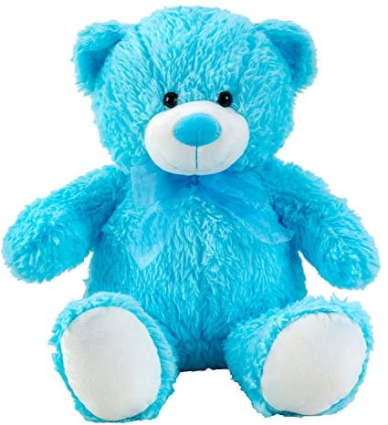 Lifestyle & More Teddybär Kuschelbär Blau mit Schleife 50 cm groß Plüschbär Kuscheltier samtig weich