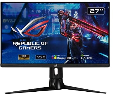 ASUS ROG Strix XG27AQ HDR Gaming Monitor – 27 inch WQHD (2560 x 1440), Fast IPS, Overclockable 170Hz (Above 144Hz), 1ms (GTG), ELMB SYNC, G-SYNC Compatible, DisplayHDR 400