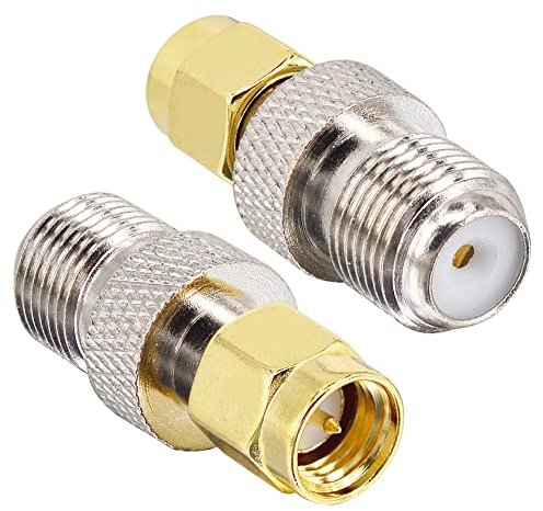 Boobrie 2 Stücke SMA zu F Koax Adapter SMA Stecker auf F Buchse Koaxialkabelstecker Adapter für LAN/LMR-Funkantennengeräte/HF-Koaxialkabel/WiFi-Funkgeräte Externe Antenne