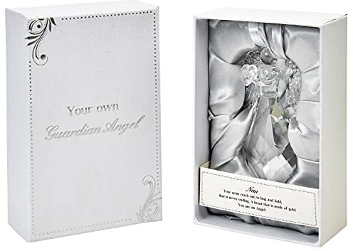 Guardian Angel Figurine transparent Crystal Ornament for Nan, Outdoor Garden & Office | Glass Statue Religious Heart-Warming Caption in Gift Box | Home Decor Gifts, One Size