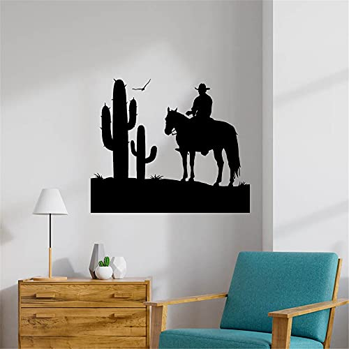 QIANGTOU Wandtattoo Vinyl Kunst Wohnkultur Wandtattoo Cowboy Wild West Kaktus Junge Zimmerdekoration Wandbild Poster 42x50cm