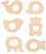 RosewineC 6 Stück Baby Beißring Holz Baby Holzfiguren, Natürlich Holz Ringe, Baby Kinderkrankheiten, Handgefertigt Anhänger Kit für DIY Schmuck, Handwerk