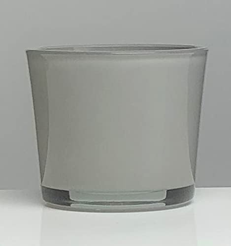 INNA-Glas Glasübertopf Alena, grau, 12,5cm, Ø14,5cm - Blumentopf