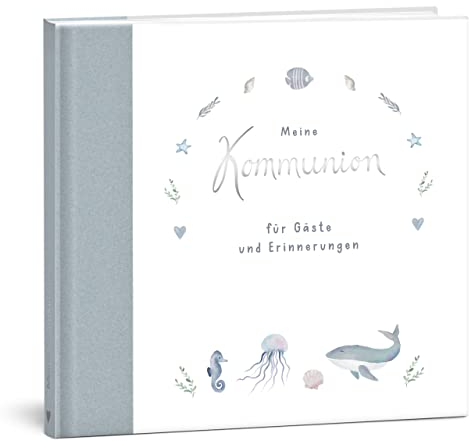 mintkind® Gästebuch Meine Kommunion Wal I Kommunion Geschenk personalisiert I Buch zur Kommunion Erinnerungsalbum I Fotoalbum Kommunion Feier für Mädchen und Jungen zum Selbstgestalten