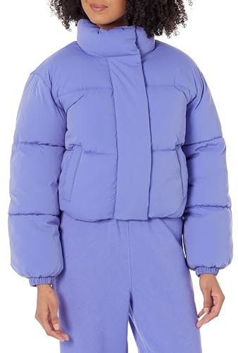 Amazon Essentials Doudoune Courte à Fermeture Éclair Intégrale (Polaire Matelassée Mate ou Sherpa) Femme, Bleu Violet, M