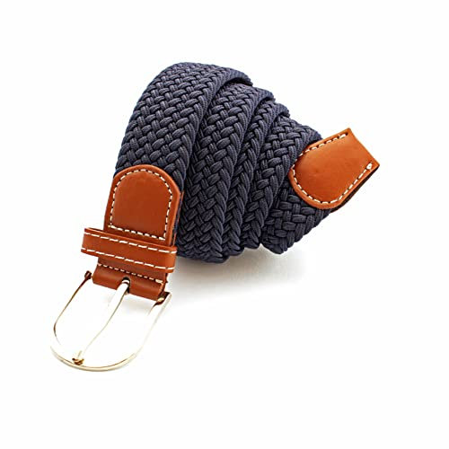 Stoffgürtel Stretch Gürtel elastischer Flechtgürtel Länge 105 cm Geflochtener Dehnbarer Gürtel Damen Herren Unisex (Dunkelblau)