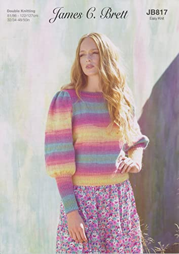 James Brett Womens Double Knit Knitting Pattern Ladies Bishop Sleeve Sweater (JB817)