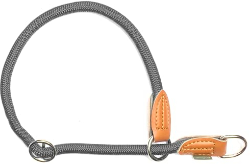 Leisegrün Hundehalsband Paracord verstellbar | Halsband für Hunde aus Nylon | Modell Devon | Grau | Größe: M