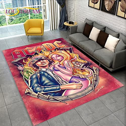 YZGAH ACDC Rock Band Bereich Teppich Groß, Teppich Teppich Für Zu Hause Wohnzimmer Schlafzimmer Sofa Fußmatte Dekor, Küche rutschfeste Bodenmatte Alfombra P4464 160X230Cm