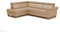 CAVADORE Leder-Eckcouch Ammerland mit Ottomane / Landhaus-Sofa mit Federkern + Kopfteilverstellung / 245 x 84 x 194 / Leder Beige