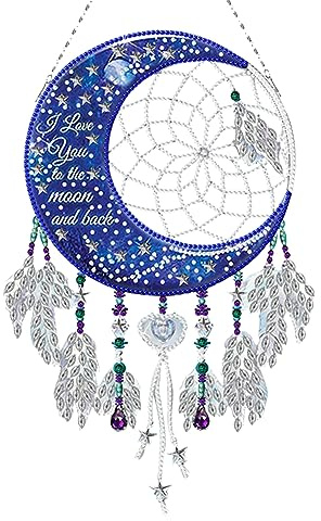 Starnearby 5D DIY Diamond Painting Anhänger Weihnachten Kranz Set Diamond Painting Fensterbilder Ornamente Diamant Malerei Bilder für Wand Und Eingang Dekoration(Wolf-Traumfänger H)