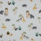 Keine Meterware, Stoffe zum Nähen, Tiere Stoff für Kinder, 100% Baumwolle: 1m Baumwollstoff mit Zootiere - Elefant Nilpferd Löwe Zebra Giraffe Affe - Wildtiere