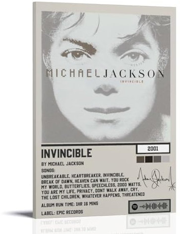 BBAUER Michael Jackson Invincible Poster Dekorative Malerei Leinwand Wandkunst Wohnzimmer Poster Schlafzimmer Malerei,Wandkunst Bilddruck Moderne Familienzimmer Dekor 08x12inch(20x30cm)