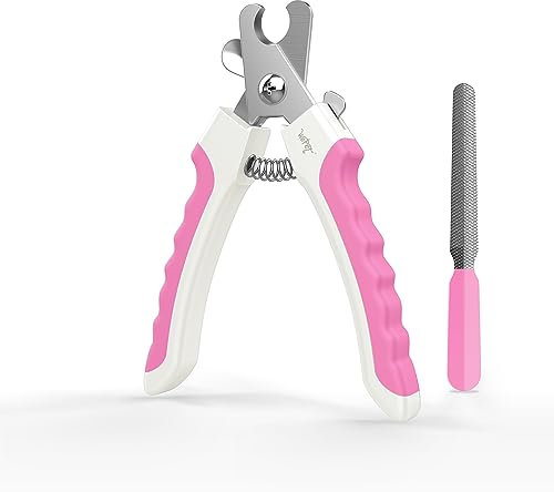 WePet Hundennagelknipser (U10.1), Nagelschere für große Hunderassen mit Quick-Sensor, rasiermesserscharfe Klinge, professionelle Nagelschere mit Sicherheitsstopper und Nagelfeile.Rosarot