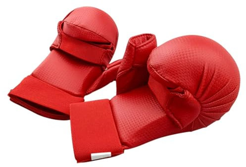 Perfeclan Guanti MMA Guanti da Karate per Proteggere Mani E Polsi, Guantoni da Allenamento da Boxe, Guanti per Fitness, Boxe, Combattimenti Sanda E Allenamenti di Karate, Rosso XS