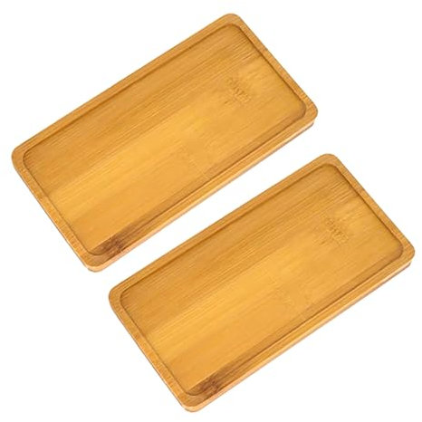 2 Stück Holztablett Rechteckig Bambus Tablett Klein Tablett Holz Rechteckig Kleines Tablett Badezimmer Tablett Serviertablett Klein Tablett deko Badezimmertablett für Küche, Bad, Wohnzimmer