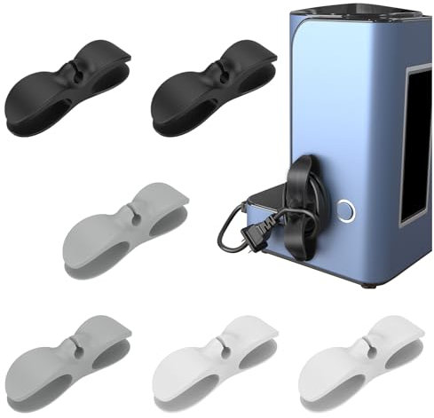 VEGCOO 6 Stück Kabel-Organizer, Kabelhalter, Kabelaufwickler, selbstklebend, in 3 Farben, für kleine Geräte, Kaffeemaschinen, Fritteusen, Juicers