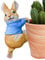PEIQICHU Cute Rabbit Plants Pot Hanger Resin Easter Bunny Statue Flower Pot Planter Hanging Decorative Bunnies Wear Blue Cloth Sculptures Outdoor Garden Lawn Ornaments Home Office