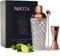 Luxury Rose Gold Cocktail Shaker Set - Glass Drink Shaker with Strainer - Matching Measuring Jigger, Bar Spoon, Muddler - 5 pcs Gift Box