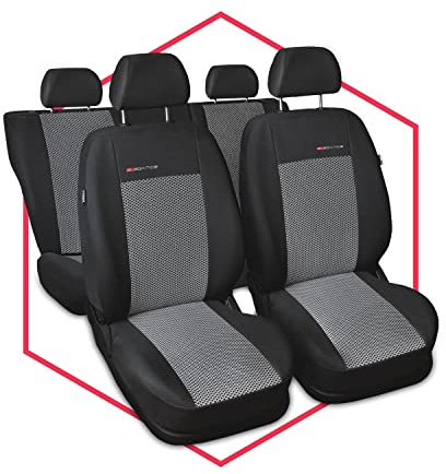 Sitzbezüge Maß Autositzbezüge kompatibel mit Opel Corsa F (19-) Auto Zubehör Komplettset 5-Sitze Schonbezüge Sitzschoner Autobezug Sitzplatzbezüge Grau
