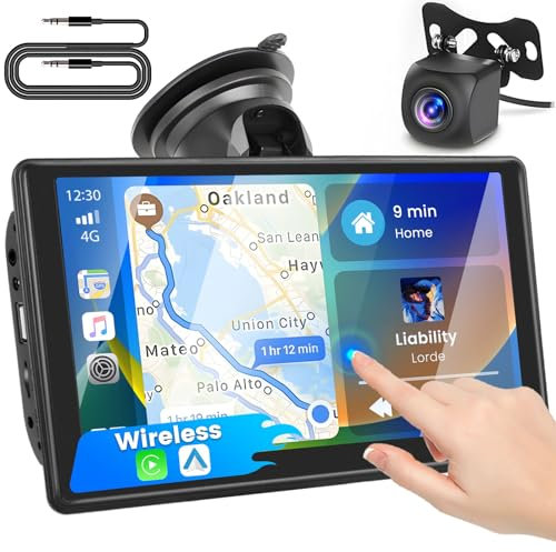 Inefala Autoradio 7 Pollici Android Carplay Auto e Portatile Carplay Touch Screen Auto Stereo Radio con Bluetooth, Trasmissione FM, Airplay, AUX, BT, USB, Collegamento a Specchio 7V-32V