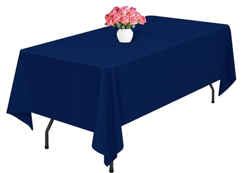 1 Packung Navy blau Polyester Tischdecken,153 x 260 cm rechteckige Tischdecke, waschbar und wiederverwendbar, Flecken- und knitterfest, für Hochzeit, Party, Bankett, Camping, Restaurant, Dekoration