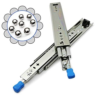 SWAYVES Robuste Schubladenführungen, 3-Fach Ausziehbare Schubladenschienen, Schubladenschiene Mit Verriegelungsfunktion, Seitliche Montage, 120 Kg Tragkraft/10In/25Cm