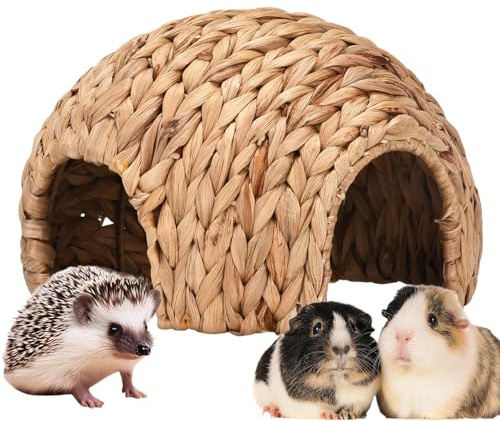 Kaninchengrashaus - Natürliches Und Sicheres Meerschweinchenhaus-Handgefertigtes Häschen-Grashaus, Bequemes Häschen-Hamster-Haus, Rohrkolben-Kaninchen-Versteck Für Chinchilla-Meerschweinchen-Kaninch