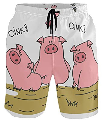 Niedliche Badehose für Herren, Schweinchen, schnell trocknend, mit Taschen, multi, XXL